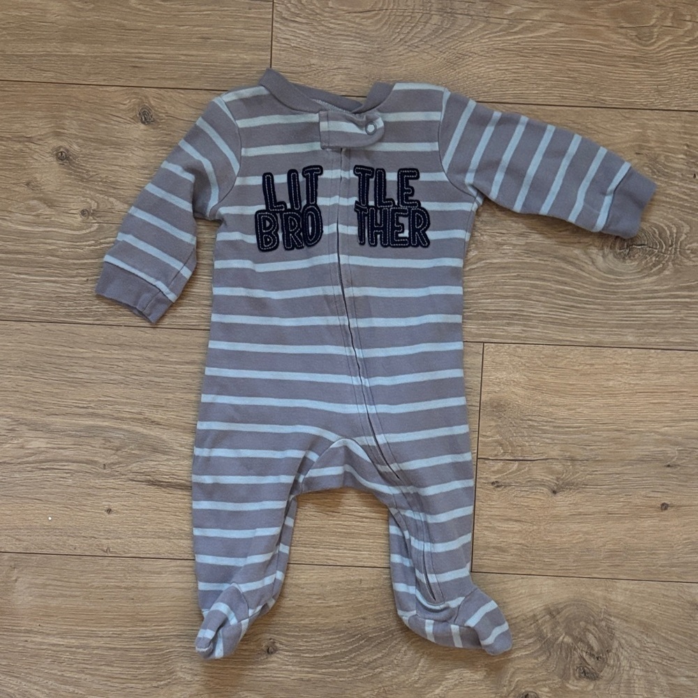 Carter's Gray and White Striped Footie